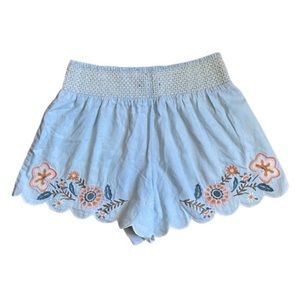 Flower-Pattern Flared Shorts